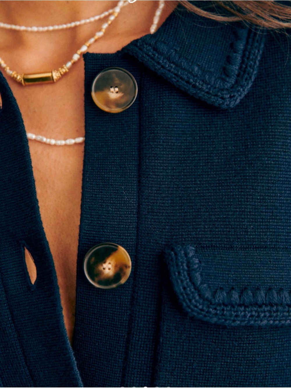 Sezane BETTY CARDIGAN S Navy - Picture 3 of 8